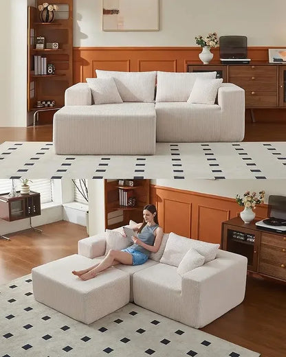 Cloud Modular Sectional Couch, Modern L Shaped Sofa, Memory Foam Compressed Sofa, Boneless Couch Perfect for Living Rooms a