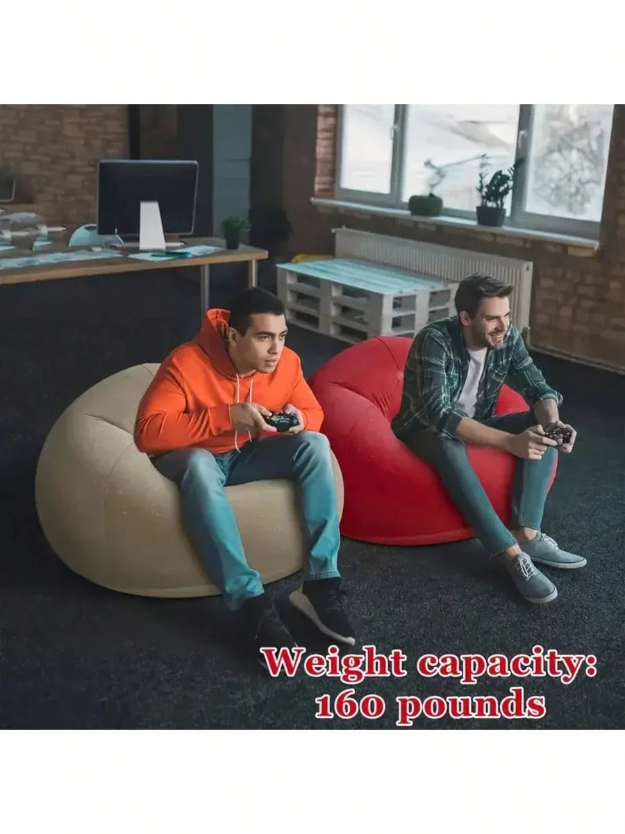 Inflatable Soybean Bag Chair - Soft/Comfortable Lazy Seat for Living Room/Office/Outdoor Camping (Father's Day Gift)