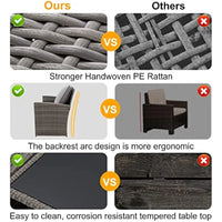 6-Piece Outdoor Patio Furniture Set: Sectional Rattan Sofa with Ottoman and Storage Table for Garden Conversations