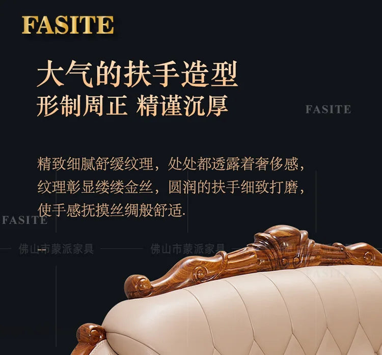 European leather sofa corner combination home high-end luxury living room new Chinese first layer cowhide solid wood