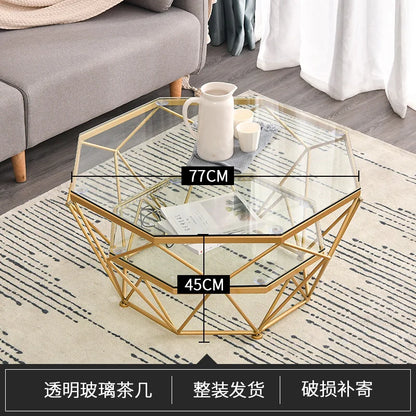 Nordic Glass Living Room Coffee Tables Light Luxury Modern Toughened Glass Bedroom Corner Table Iron Coffee Table Home Furniture