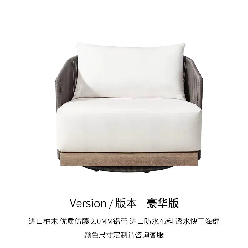 Outdoor rattan sofa courtyard preservative wood villa hotel outdoor teak rattan leisure sofa combination