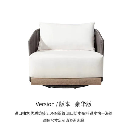 Outdoor rattan sofa courtyard preservative wood villa hotel outdoor teak rattan leisure sofa combination