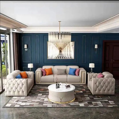/ Modern New Design Luxury Couch With Brass Legs Plush Leather Sofa Living Room Furniture