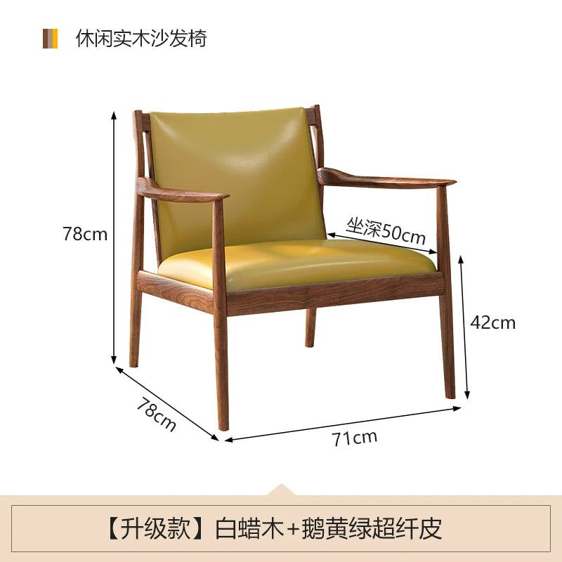 Solid wood medieval single sofa chair designer retro sofa hotel bed and breakfast living room balcony casual armrest chair