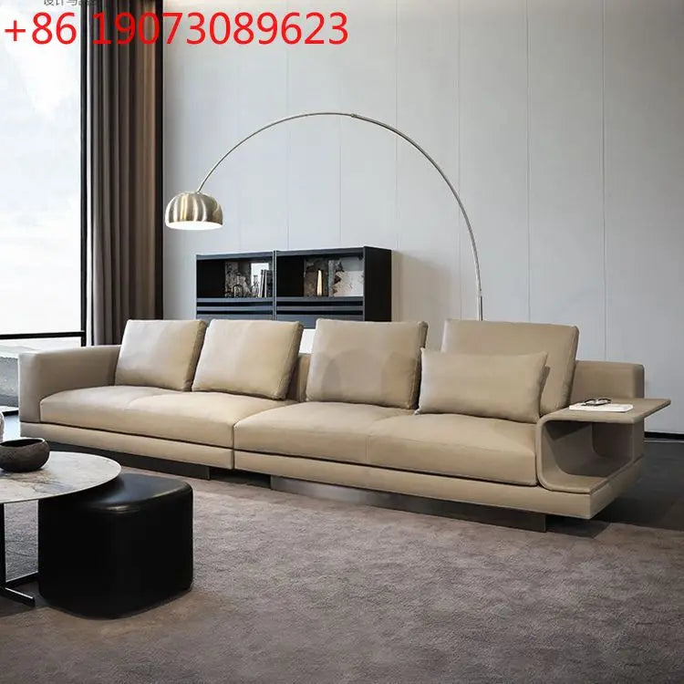 Italian minimalist sofa Connery leather Italian living room leather Nordic light luxury furniture cowhide