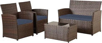 Patio Furniture Set, Modular Patio Set Wicker Outdoor Sectional Sofa Set PE Rattan Wicker Patio Conversation Set with T