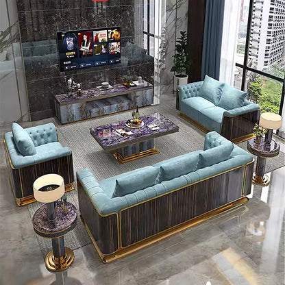 Luxury Modern Fabric 3 Seater French Couch Design Wooden Frame Moroccan Floor Black and Gold Sofa Living Room Sofa Set Furniture