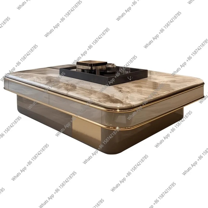 New High-end Marble Coffee Table Villa Large Flat Floor Living Room Home Designer Model Tea Table with Drawers