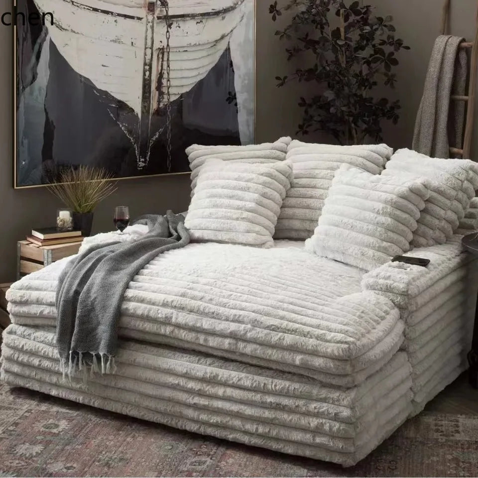 HXL Thick Corduroy Down Cloud Deep Seat Detachable Washable Combination Bedroom Sofa