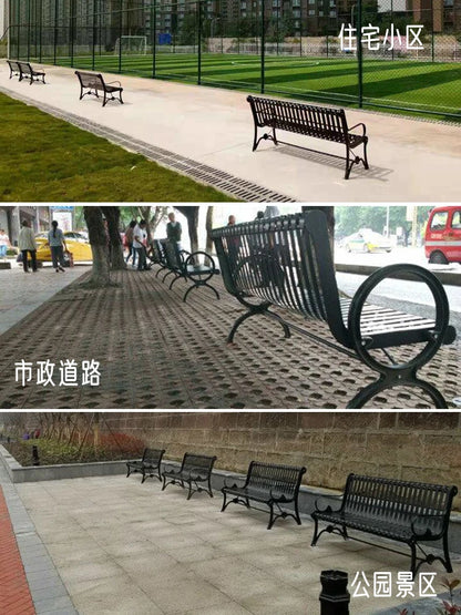 Park chair outdoor bench, cast iron art, community square leisure seat, courtyard outdoor shopping mall lounge area