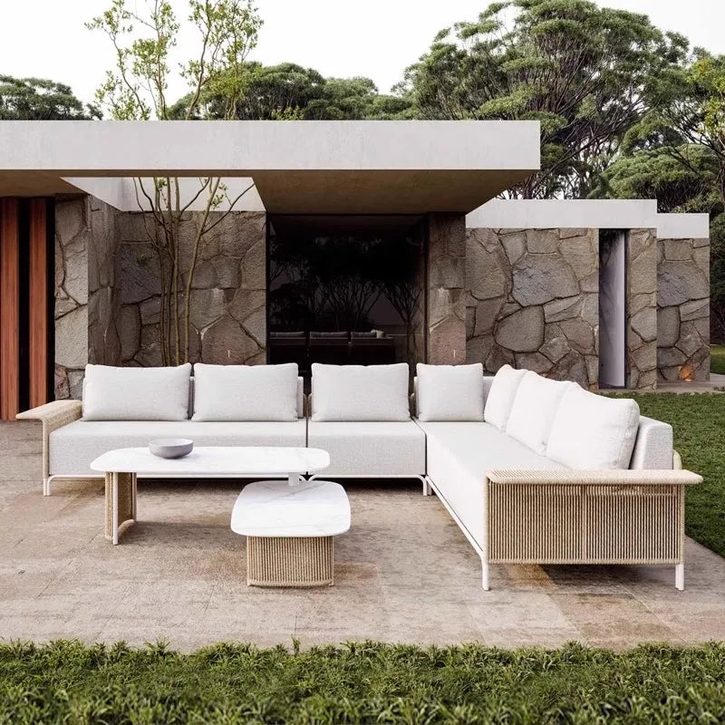 Outdoor Sofa Rattan Courtyard Garden Waterproof and Sunscreen Villa Sofa Simple Combination Rattan Furniture