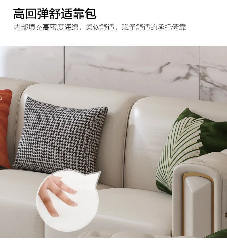Hong Kong-style light luxury leather s ofa high-end leather sofa villa large apartment corner sofa combination so fa