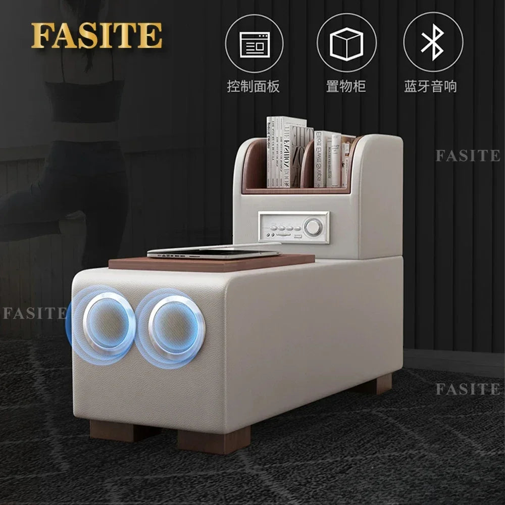 Genuine Leather Sofa With Bluetooth Speaker,USB And Adjustable Headrests - Nordic Italian Couch For Living Room Economically