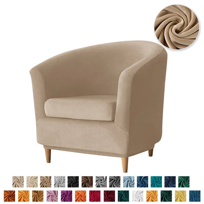 Velvet Tub Cover Chair Jacquard Single Seat Sofa Slipcover 1 Seate Living Room  Furniture Couch Washable Club Armchair Cover