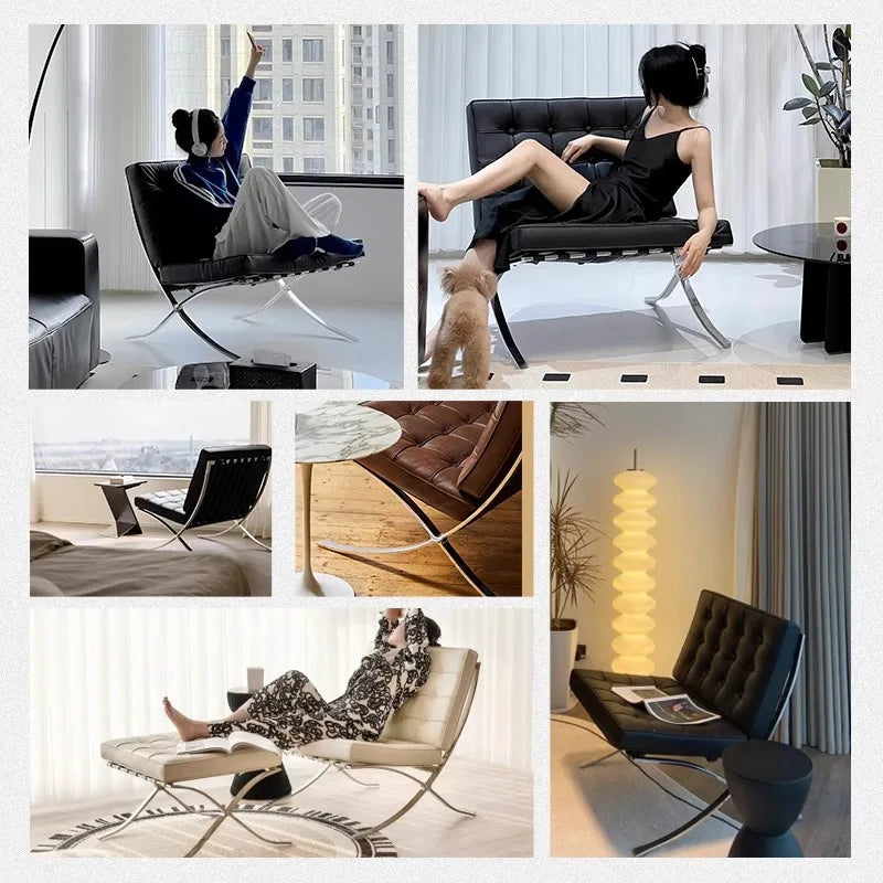 Comfortable Ergonomic Living Room Chair with Genuine Leather Backrest for Study, Cafe, and Gaming Use