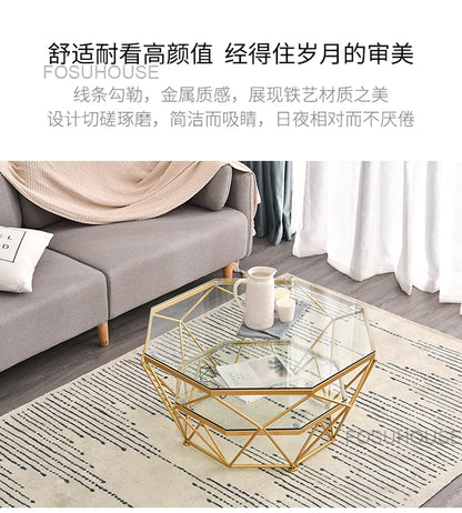 Nordic Glass Living Room Coffee Tables Light Luxury Modern Toughened Glass Bedroom Corner Table Iron Coffee Table Home Furniture