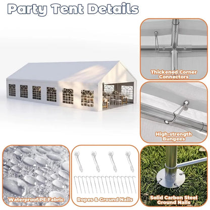 20x40 Party Tent Heavy Duty Outdoor Event Tent for Backyard White, Customized