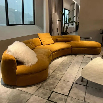 Curved sofa minimalist designer large corner fabric sofa combination