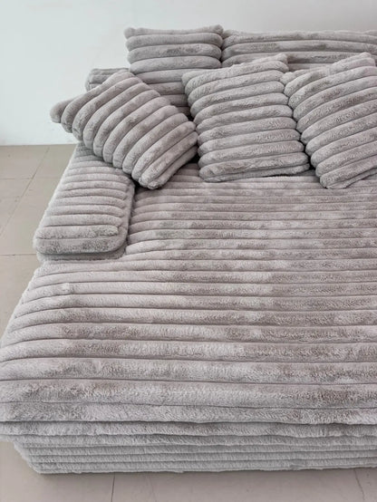 Nordic-style Lazy Sofa, Thick Corduroy Cloud Design, Extra Wide Seat Depth, Vacuum Compressed Packaging Living Room Furniture