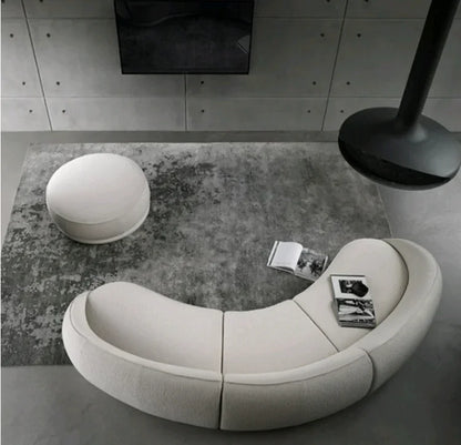 Sili Style Living Room Moon Faux Leather Fabric Nordic Designer Semi-Arc Light Luxury Cashew Curved Sofa living room furniture