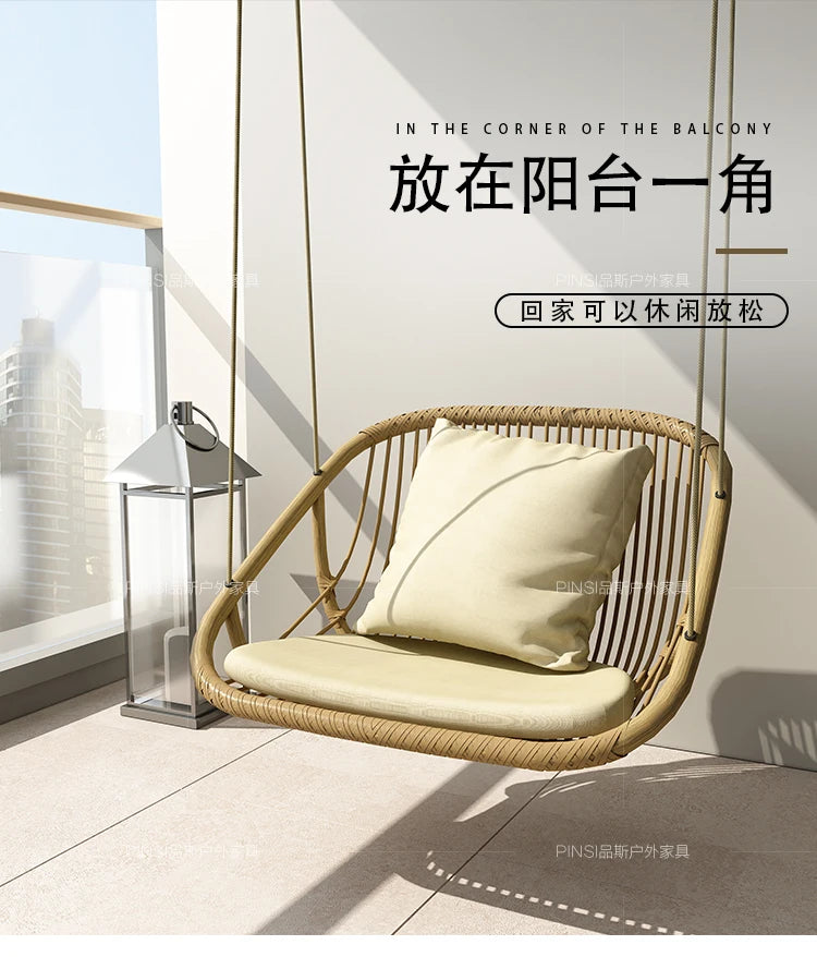 MJY hanging basket rattan chair single double swing sofa indoor cradle ceiling rattan chair