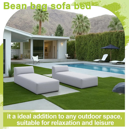 Outdoor Bean Bag Lounger Chair 70'' Patio Daybed Sofa Bed with Sponge Filling, Water-Resistant Outdoor Chaise Lounge for Pool, D