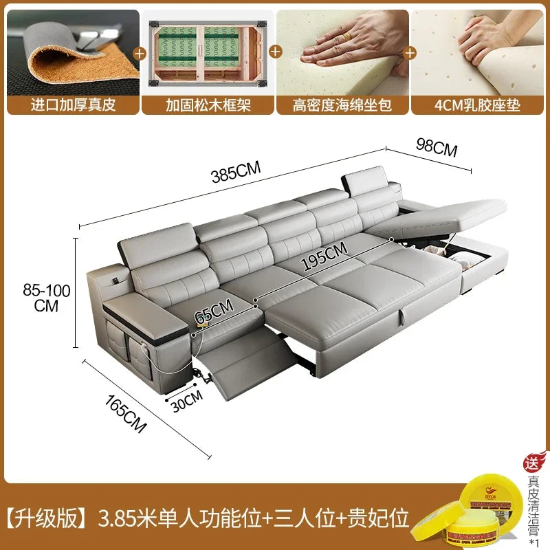 Designer Leather Sofa Living Room Ajustable Lounge Foldable Sofa Reclinable Modular Minimalist Woonkamer Banken Lounge Furniture