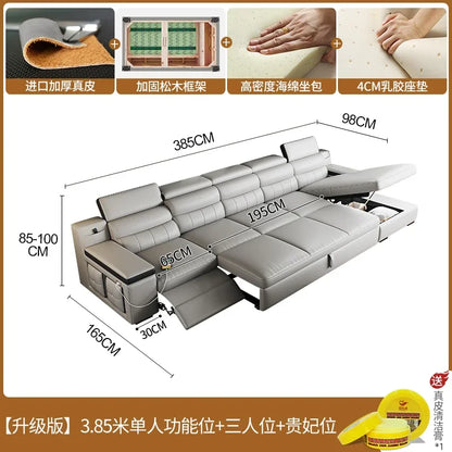 Designer Leather Sofa Living Room Ajustable Lounge Foldable Sofa Reclinable Modular Minimalist Woonkamer Banken Lounge Furniture