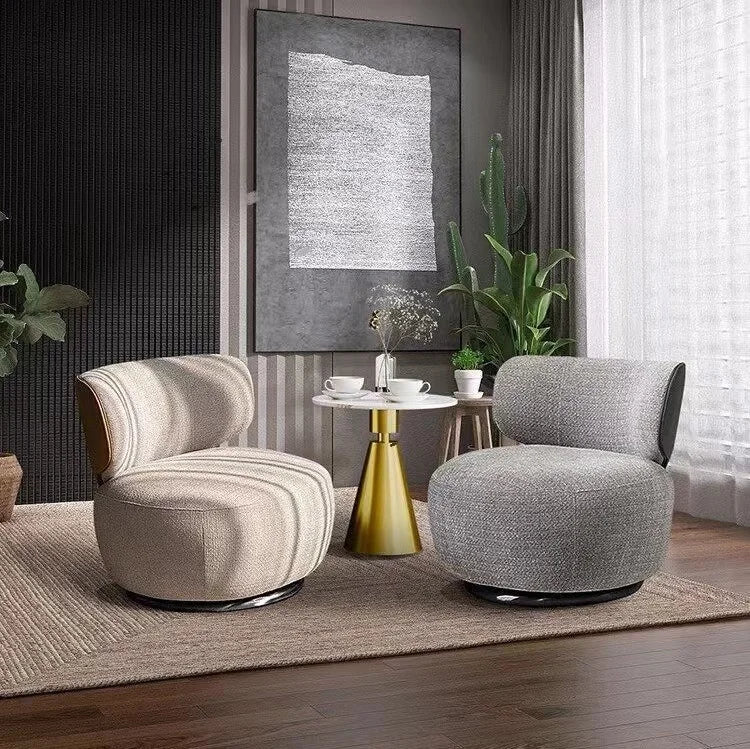 Modern Single Swivel Sofa Chair for Living Room Light Luxury Creative Leisure Minimalist Reception Negotiation Chair for Balcony