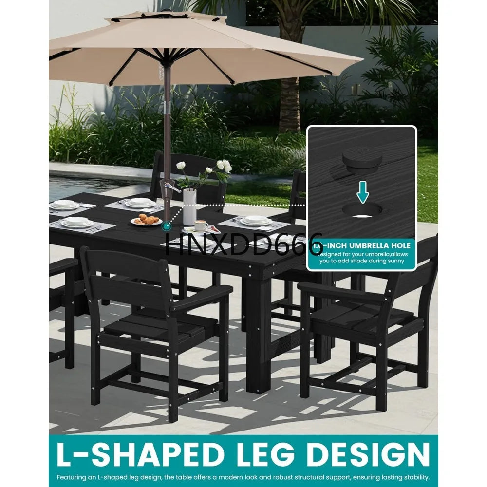 67‘’ HDPE Patio Dining Set for 6, All-Weather, Beach Chairs