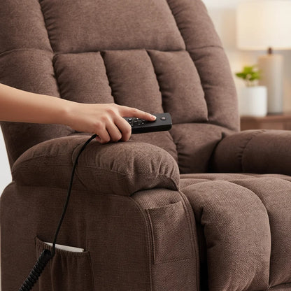 Power Lift Recliner Chair with Massage and Heat Ergonomic Electric Recliner with Remote and Side Pockets for Living Room