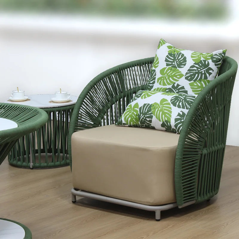 Hot-selling designer waterproof rattan outdoor sofa courtyard villa balcony leisure rope weaving combination single double