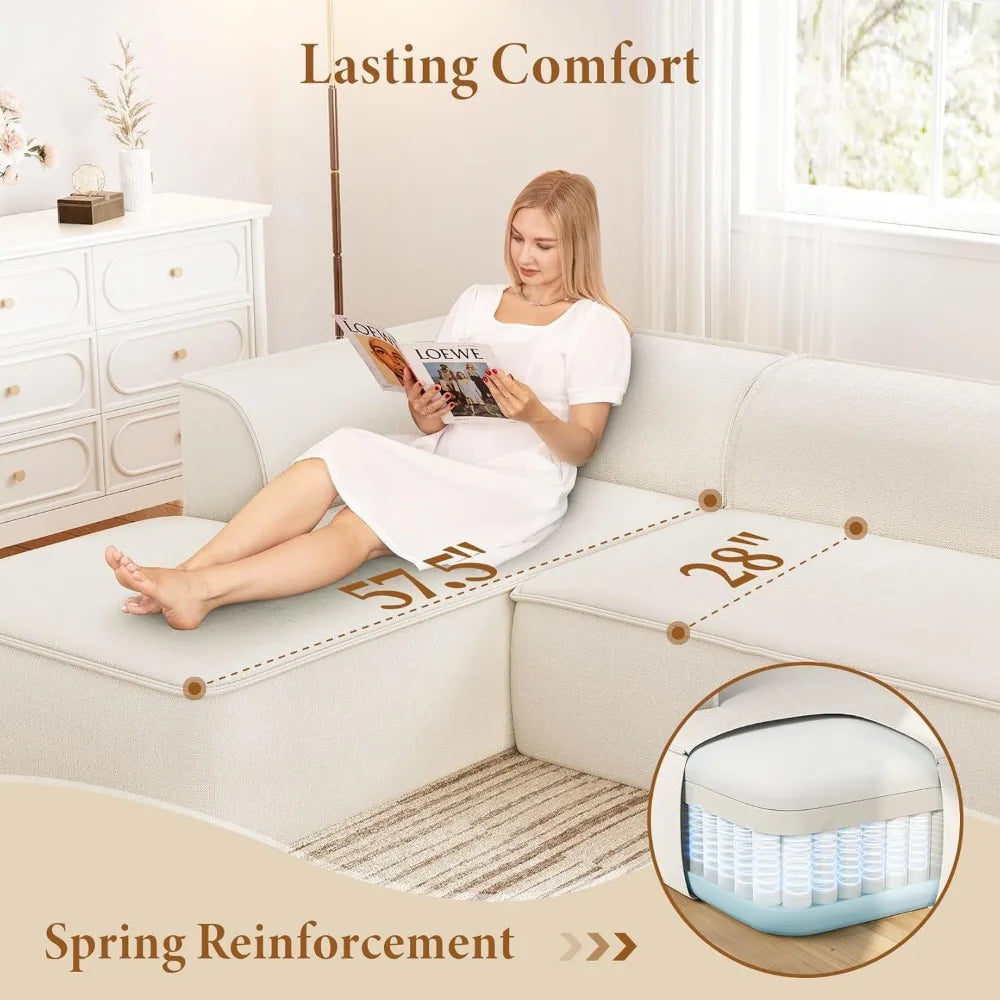 Sectional Modular Sofa with Deep Seat, Comfortable Cloud Couch, Chenille Fabric, Memory Foam, Ideal for Living Rooms