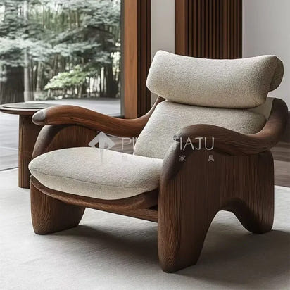 Designer Art Aesthetics Solid Wood Sofa Chair Medieval Homestay Club Sales Department Light Luxury Leisure Chair