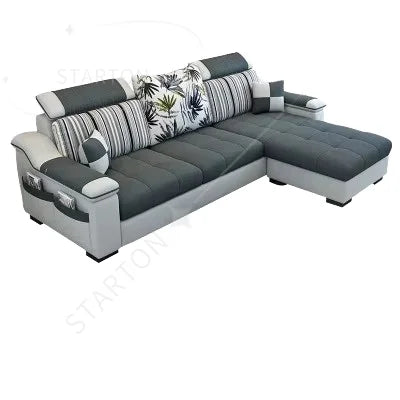 Modern Luxury Three-Seat Home Furniture L-Shape Love Sofa Set with Sponge Filling Fabric Design for Living Room Best Price