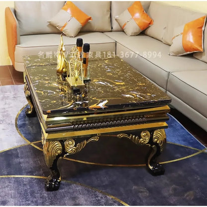 New KTV coffee table party bar light luxury marble coffee table European card seat stainless steel table customizat