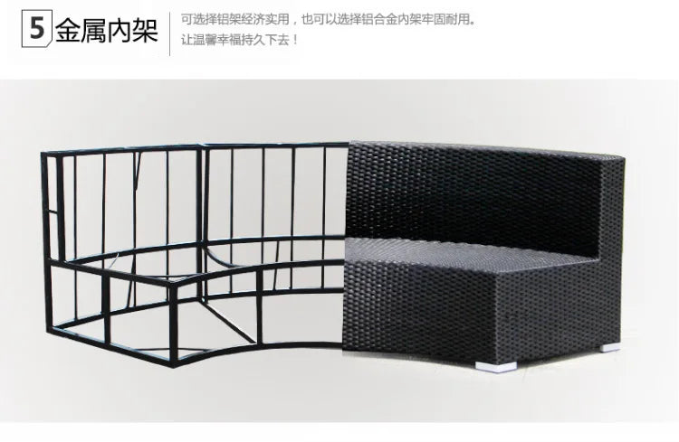 Outdoor round rattan sofa combination curved living room sofa