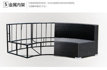 Outdoor round rattan sofa combination curved living room sofa