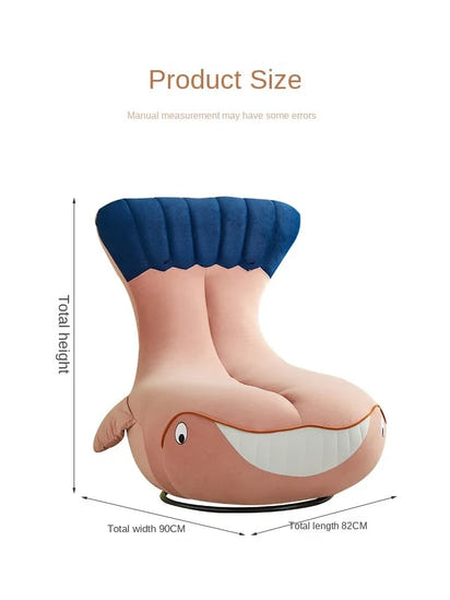 Whale Lazy Sofa Leisure Chair Flannel Rotatable Cute Shark Sofa Single Seat Chair