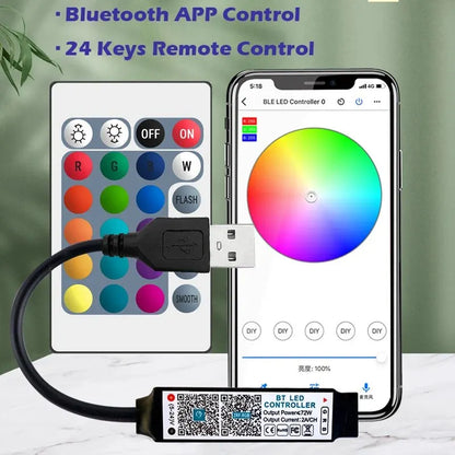 RGB LED Strip Controller Bluetooth APP Remote USB 5V-24V RF