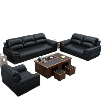 Leather latex office sofa, piano key combination sofa