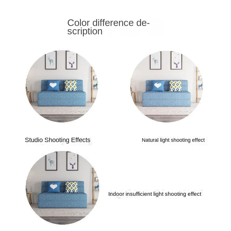 Folding sofa bed dual-purpose small apartment living room bedroom tatami rental house lazy sofa accompanying bed anti-fall pad