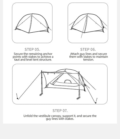 Naturehike Mongar Pro 123 Ultralight Three Season Outdoor Waterproof 20D Nylon Hiking Tent 2 Person Rucksack Camping Riding Tent