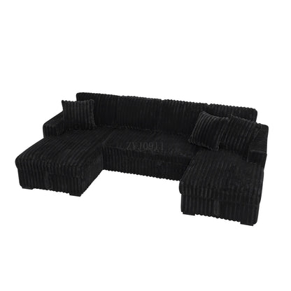 U-chair, 122-in-2 pull-out bed, living room with double storage sectional plush corduroy sofa