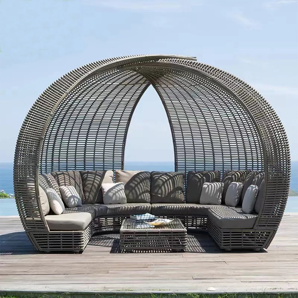 Outdoor Modern Sofa Bed for Garden Hotel & Terrace Use-Simple Design Pre-packed