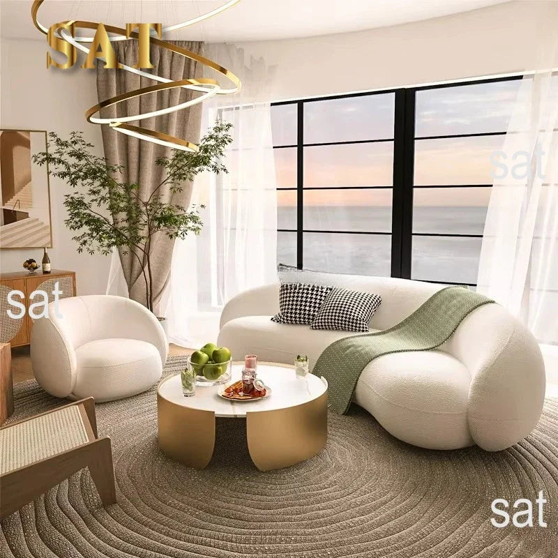 Hot Sales Nordic Style Living Room Special-shaped Sofa Curved Velvet Sofa