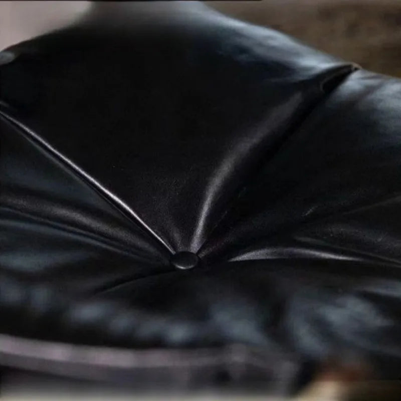 Wooden Living Room Chairs Leather Armchair Aesthetic Vintage Single Person Backrest Chair Luxury Comfortable Lazy Sofa Chair