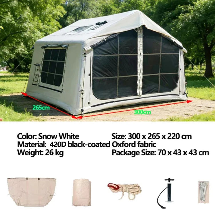 New 8㎡ 420D Oxford Fabric Marquee for Use Outdoor Camping Inflatable Snow-White Tent—Windproof Waterproof No-Peg-Required