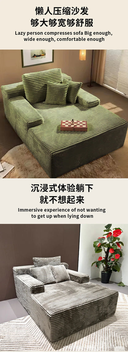 SofaVacuum Compression Sofa Living Room Villa Bedroom Cinema Lounge Chair Fabric Big Stripe Lazy Sofa Bed